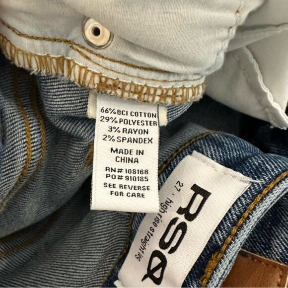 RSQ High Rise Straight Leg Distressed Raw Hem Jeans Size 27 - Picture 8 of 11